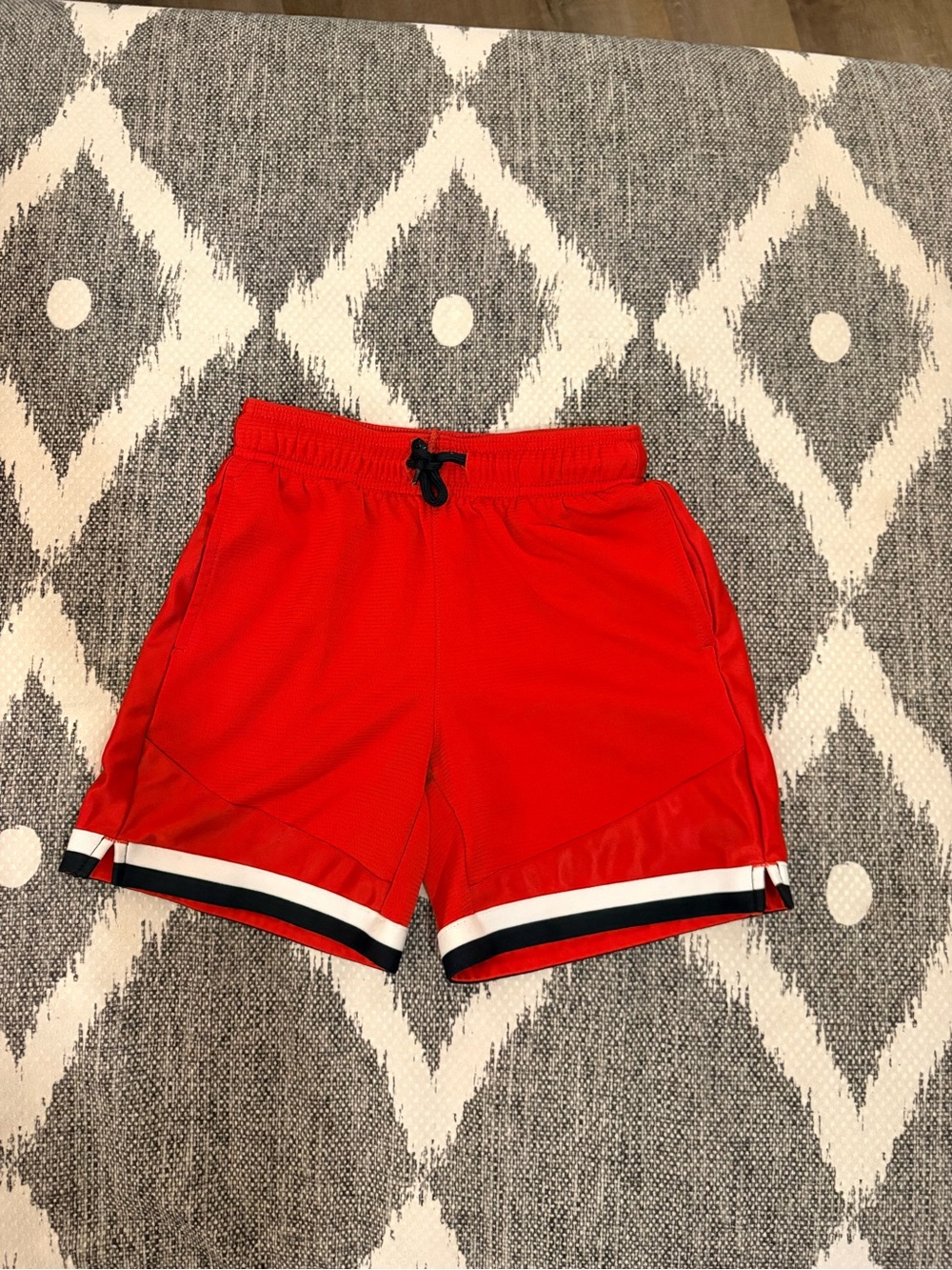 Athletic Works Red Kids Shorts with Black & White Stripe Trim